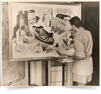 Sergio Camporesi dipinge la sua prima opera su commissione RAF-Il Cairo, settembre1944